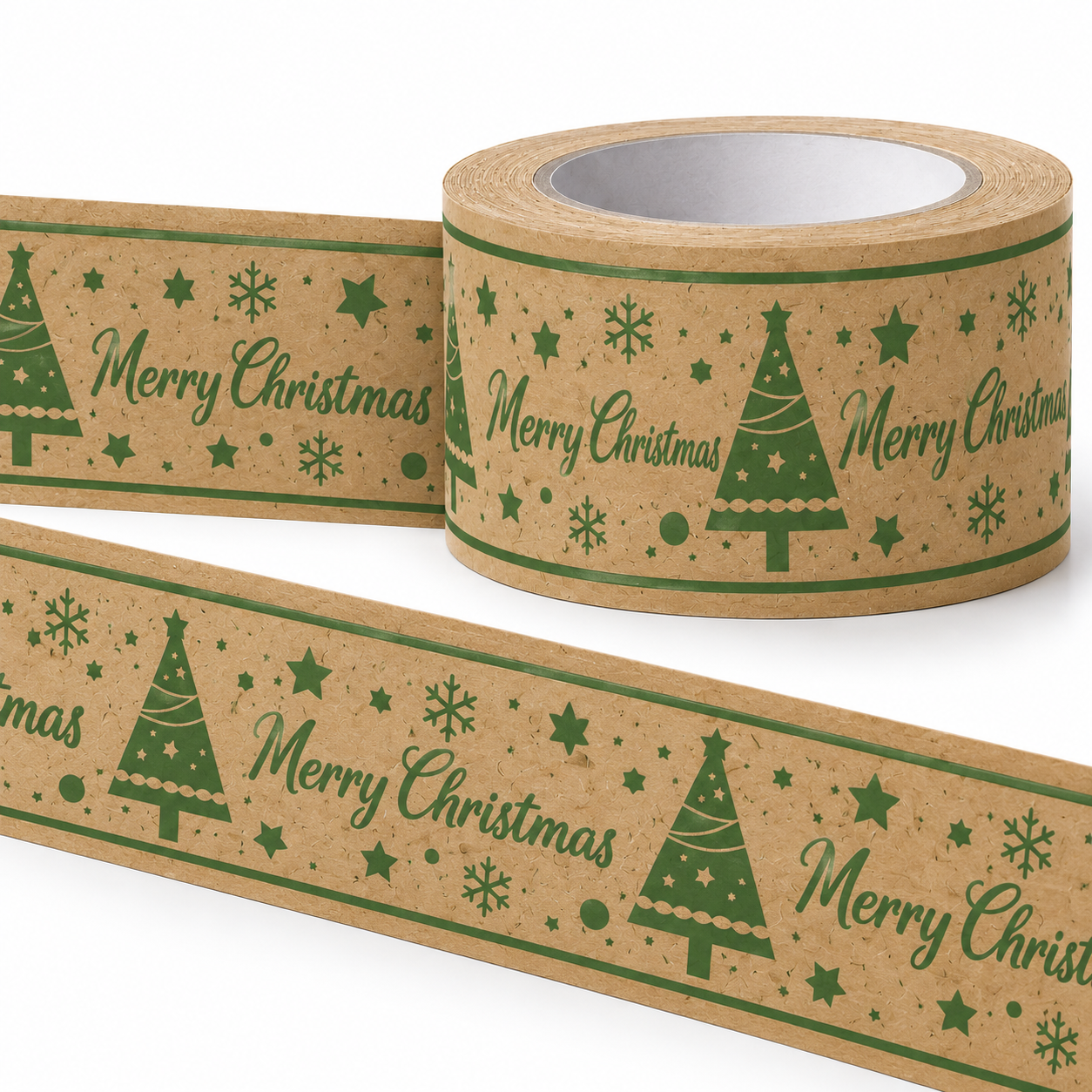 Bedrucktes Klebeband Weihnachten Papier / PVC 5 Merry Christmas Papierklebeband grün